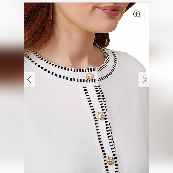 Nwt Adrianna Papell Crew Neck Cardigan with Stitch Detail - Picture 3 of 15